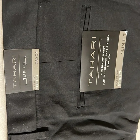 Black dress pants slim fit stretch flat front